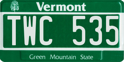 VT license plate TWC535