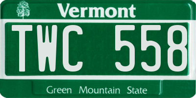 VT license plate TWC558