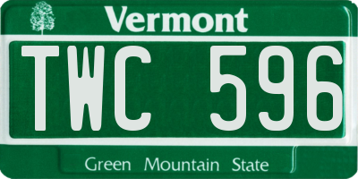 VT license plate TWC596