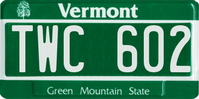 VT license plate TWC602