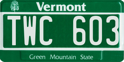 VT license plate TWC603