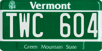 VT license plate TWC604