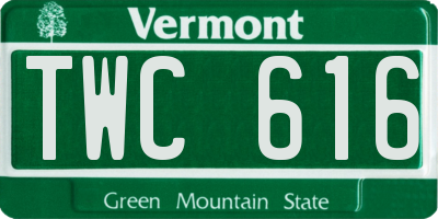 VT license plate TWC616