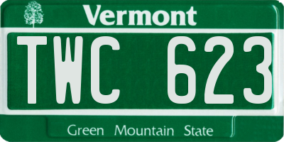VT license plate TWC623