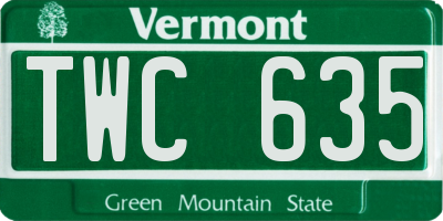VT license plate TWC635
