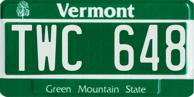 VT license plate TWC648