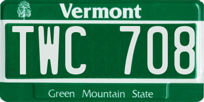 VT license plate TWC708