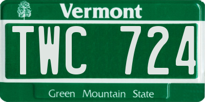VT license plate TWC724
