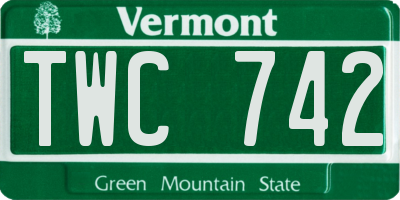 VT license plate TWC742