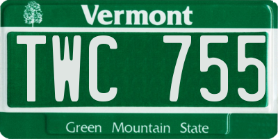 VT license plate TWC755