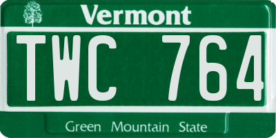 VT license plate TWC764
