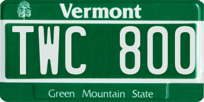 VT license plate TWC800