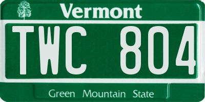 VT license plate TWC804