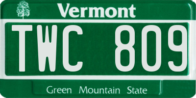 VT license plate TWC809
