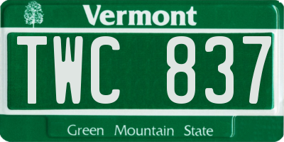 VT license plate TWC837