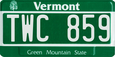 VT license plate TWC859