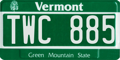 VT license plate TWC885