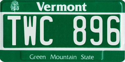 VT license plate TWC896