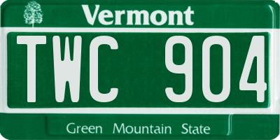 VT license plate TWC904