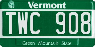 VT license plate TWC908