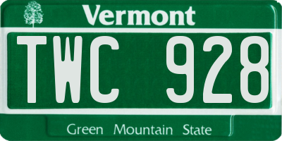 VT license plate TWC928