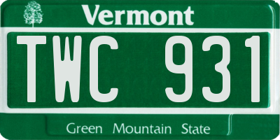 VT license plate TWC931