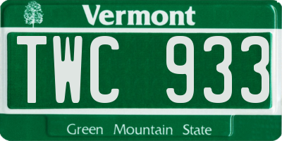 VT license plate TWC933