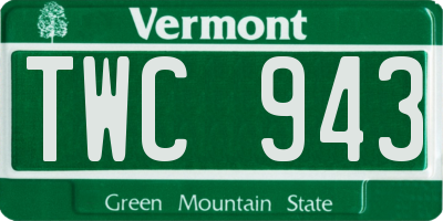 VT license plate TWC943