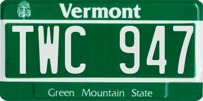 VT license plate TWC947