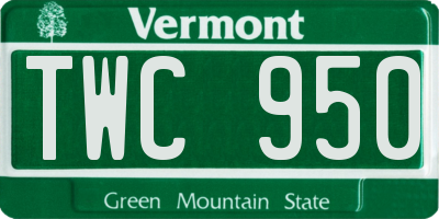 VT license plate TWC950