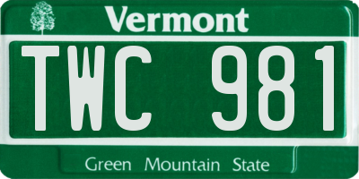 VT license plate TWC981