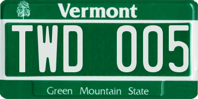 VT license plate TWD005