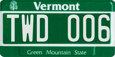 VT license plate TWD006