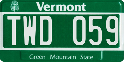 VT license plate TWD059