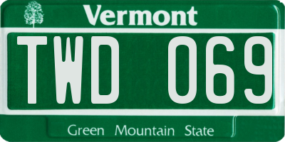 VT license plate TWD069