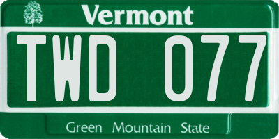 VT license plate TWD077