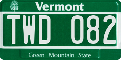 VT license plate TWD082