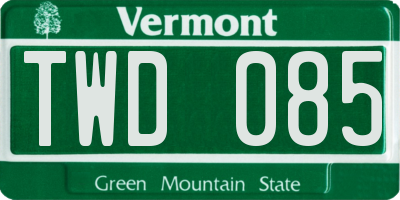 VT license plate TWD085