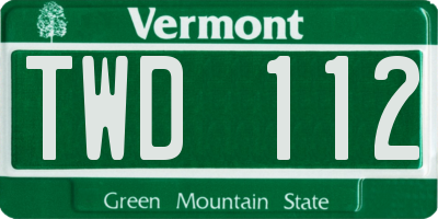 VT license plate TWD112