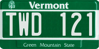 VT license plate TWD121