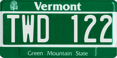VT license plate TWD122