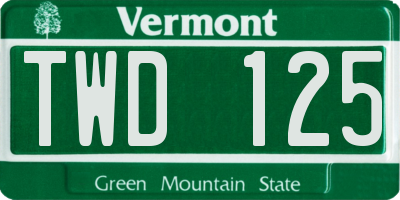 VT license plate TWD125