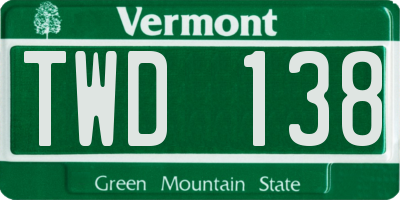 VT license plate TWD138