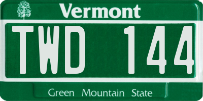 VT license plate TWD144