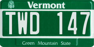 VT license plate TWD147
