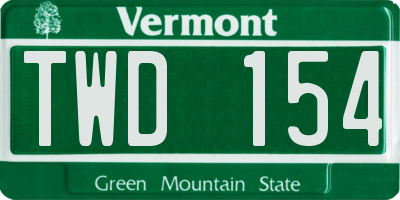 VT license plate TWD154