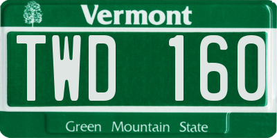 VT license plate TWD160