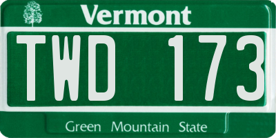 VT license plate TWD173