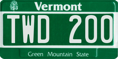 VT license plate TWD200