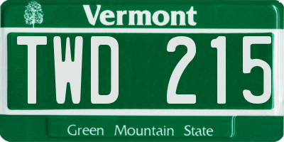 VT license plate TWD215